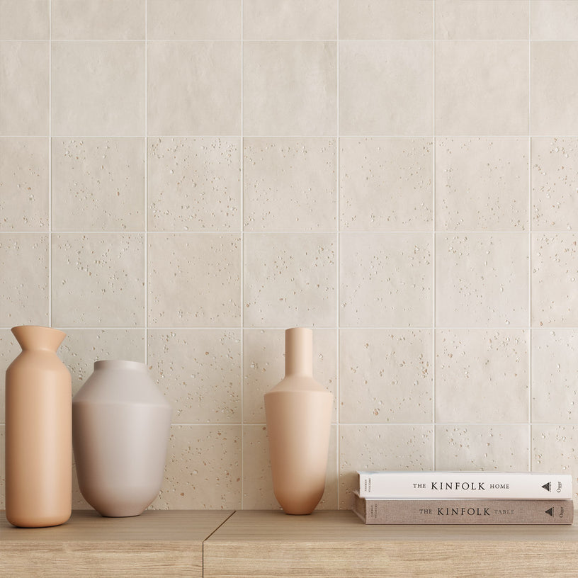 Starburst Ivory - Modern White Terrazzo Floor & Wall Tiles for Kitchens & Bathrooms - 15 x 15 cm