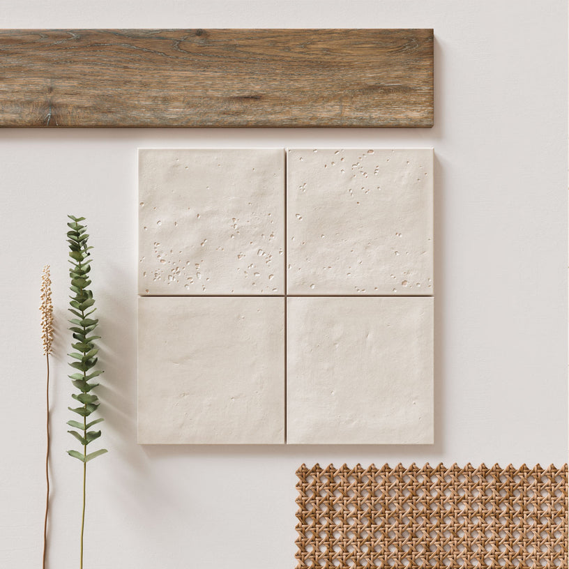 Starburst Ivory - Modern White Terrazzo Floor & Wall Tiles for Kitchens & Bathrooms - 15 x 15 cm