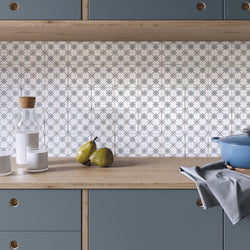 Willow Sky - White & Blue Geometric Patterned Tiles for Kitchen Splashbacks & Bathrooms - 12.3 x 12.3 cm