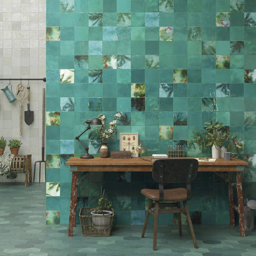 Zellige Teal - Blue Moroccan Wall Tiles for Kitchen Splashbacks & Bathrooms - 13 x 13 cm - Matt Ceramic