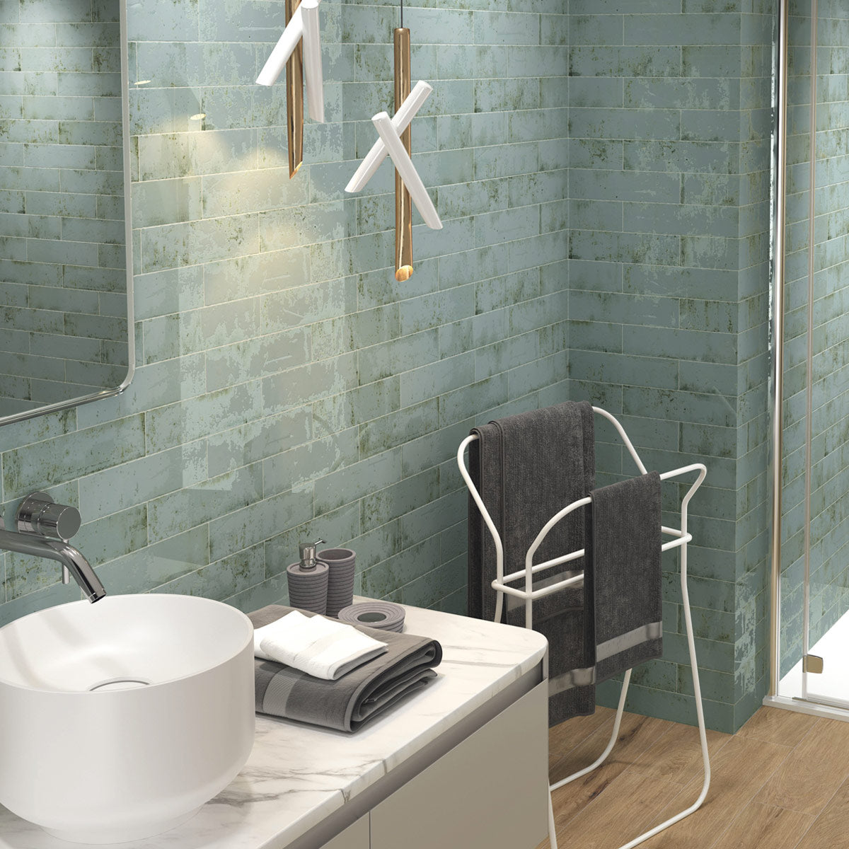 Brooklyn Aqua Wall Tile Porcelain Superstore