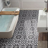 Abbey Decor Black - Victorian Patterned Floor Tiles - 25 x 25 cm for Bathrooms, Kitchens & Hallways - Porcelain
