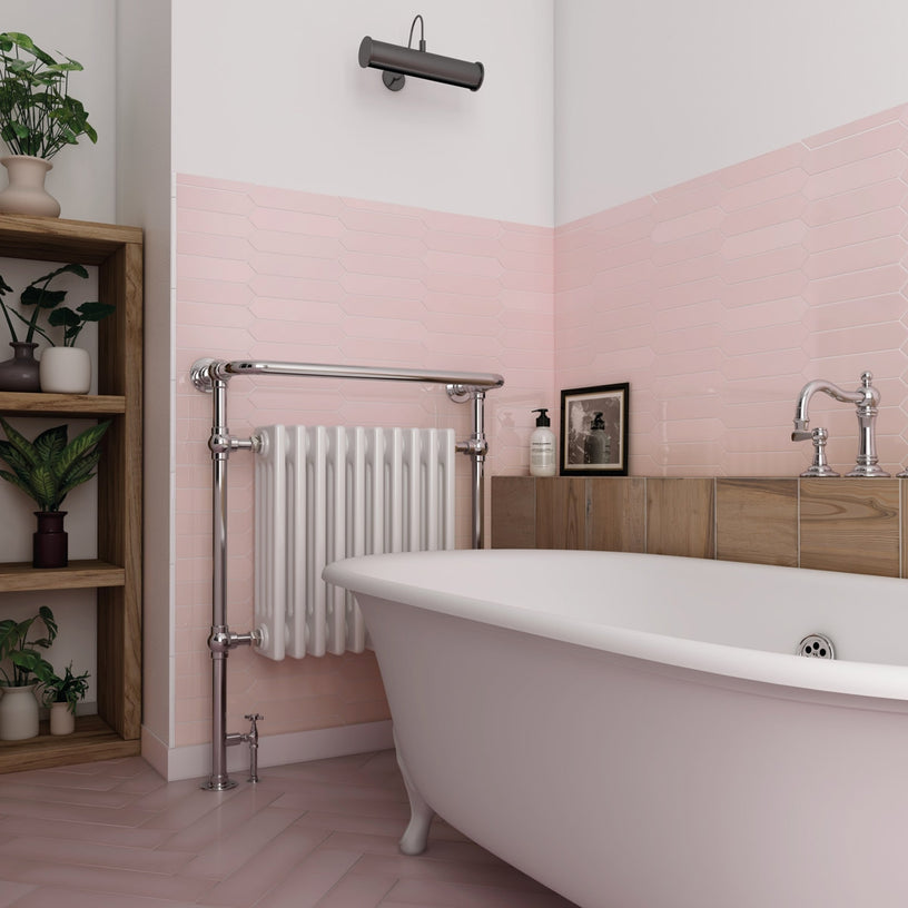 Concorde Rose - Modern Geometric Wall Tiles for Kitchen Splashbacks & Bathrooms - 5 x 25 cm - Gloss Ceramic