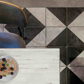 Cotto Trellis - Geometric Encaustic Grey Tiles for Kitchens, Bathrooms & Hallways - 20 x 20 cm - Matt Porcelain