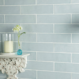 Countrywide Duck Egg - Handmade Ceramic Wall Tiles for Kitchens & Bathrooms - 7.5 x 30 cm - Gloss Ceramic