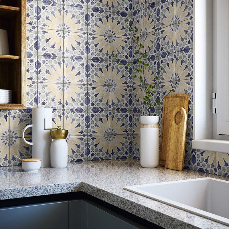 Fiesta - Blue Moroccan Wall Tiles for Kitchen & Bathroom Splashbacks 15 x 15 cm - Gloss Ceramic