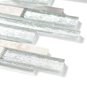 Aspire Light - White Glass & Stone Mosaics for Kitchen Splashbacks & Bathrooms - 30 x 30 cm
