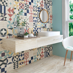 Tivoli Mix - Geometric Encaustic Patterned Tiles for Kitchen Splashbacks, Bathrooms & Feature Walls - 16.5 x 16.5 cm