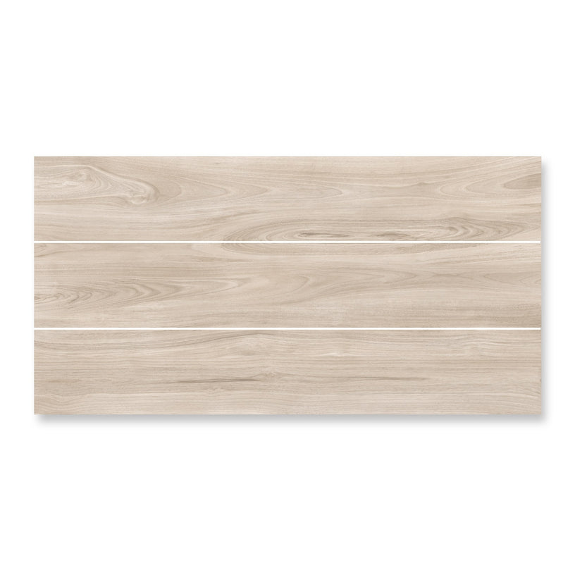 Delamere Beech - Light Oak Wood Effect Floor Tiles - 20 x 120 cm for Bathrooms, Kitchens & Hallways, Porcelain Plank Tiles