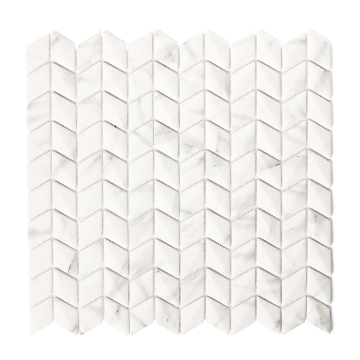 Hamptons Chevron - Luxury White Marble Effect Mosaic Tiles - 30 x 30 cm for Bathrooms, Kitchens, Walls & Floors, Glass