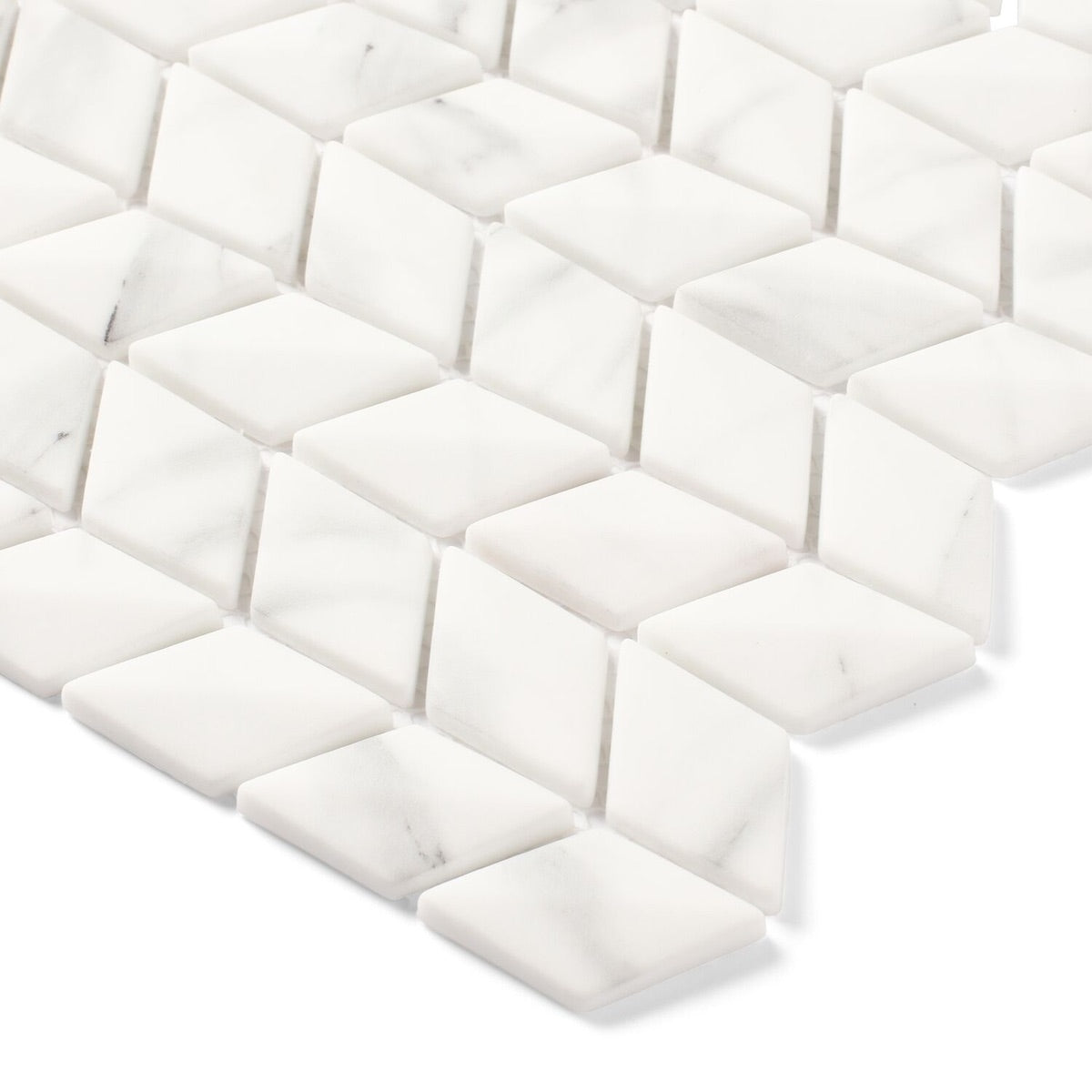 Hamptons Chevron - Luxury White Marble Effect Mosaic Tiles - 30 x 30 cm for Bathrooms, Kitchens, Walls & Floors, Glass
