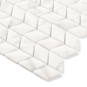 Hamptons Chevron - Luxury White Marble Effect Mosaic Tiles - 30 x 30 cm for Bathrooms, Kitchens, Walls & Floors, Glass