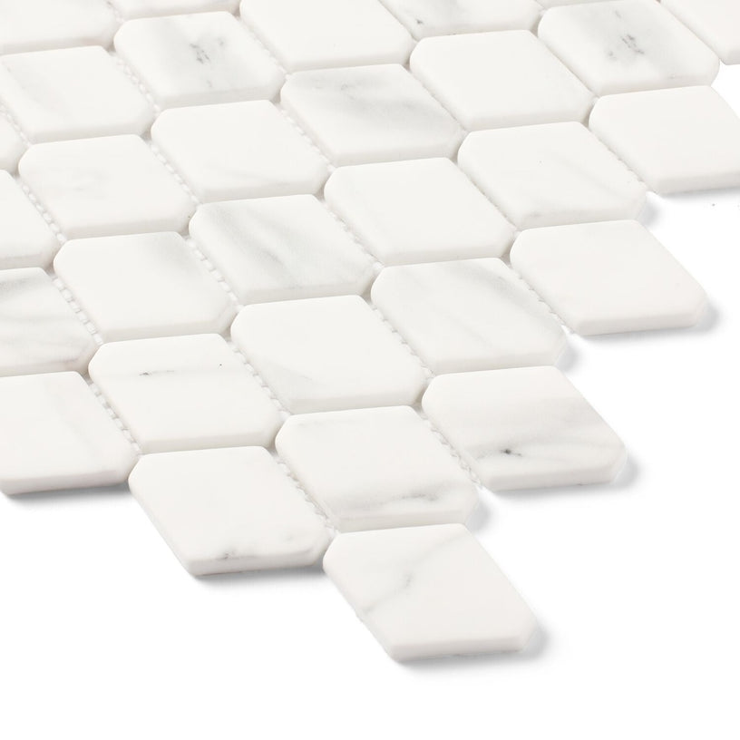 Hamptons Diamond - Luxury White Marble Effect Mosaic Tiles - 30 x 30 cm for Bathrooms, Kitchens, Walls & Floors, Glass
