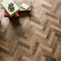 Herringbone Brown - Dark Oak Wood Effect Floor Tiles - 7 x 28 cm for Bathrooms, Kitchens & Hallways, Porcelain, Parquet Style