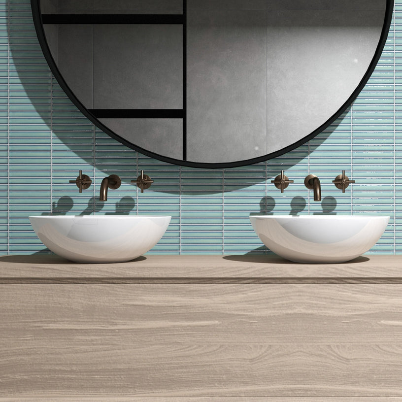Kit Kat Ocean - Green Mosaic Tiles for Splashbacks, Kitchens & Bathroom Walls - 30 x 30 cm, Gloss