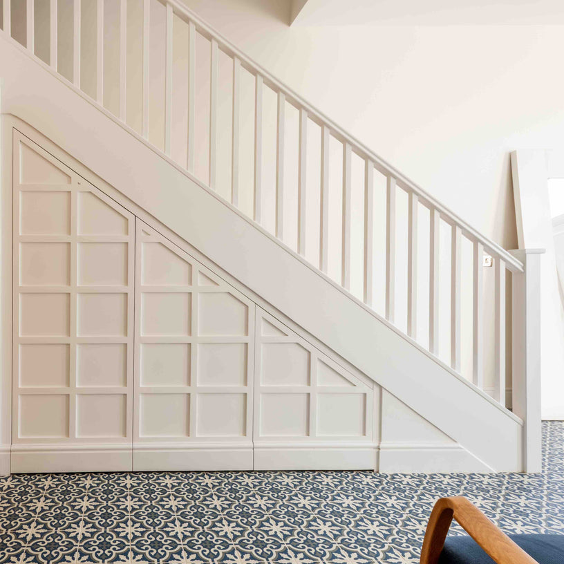 Maison Belle - Blue Victorian Patterned Tiles for Hallways, Kitchen & Bathroom Floors - 20 x 20 cm, Matt Porcelain