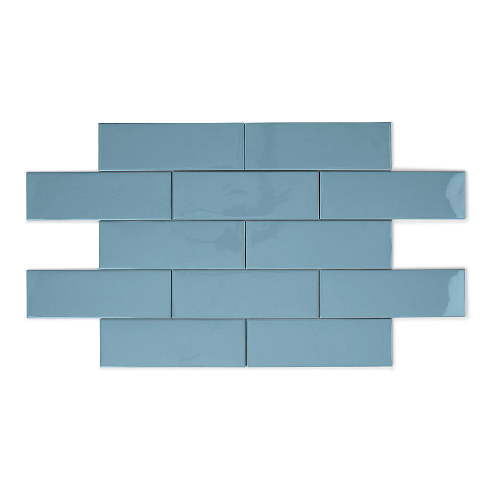 Bon Ton Indigo - Blue Modern Kitchen & Bathroom Wall Tiles - 10 x 30 cm - Gloss Ceramic