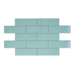 Bon Ton Teal - Green Modern Kitchen & Bathroom Wall Tiles - 10 x 30 cm - Gloss Ceramic