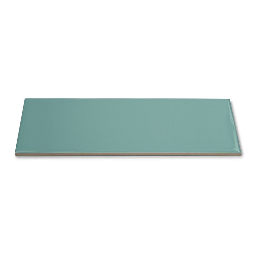 Bon Ton Teal - Green Modern Kitchen & Bathroom Wall Tiles - 10 x 30 cm - Gloss Ceramic