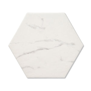 Marmi Hexagon - White Marble Effect Floor & Wall Tiles for Bathrooms & Kitchens - 17.5 x 20cm, Porcelain