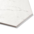 Marmi Hexagon - White Marble Effect Floor & Wall Tiles for Bathrooms & Kitchens - 17.5 x 20cm, Porcelain