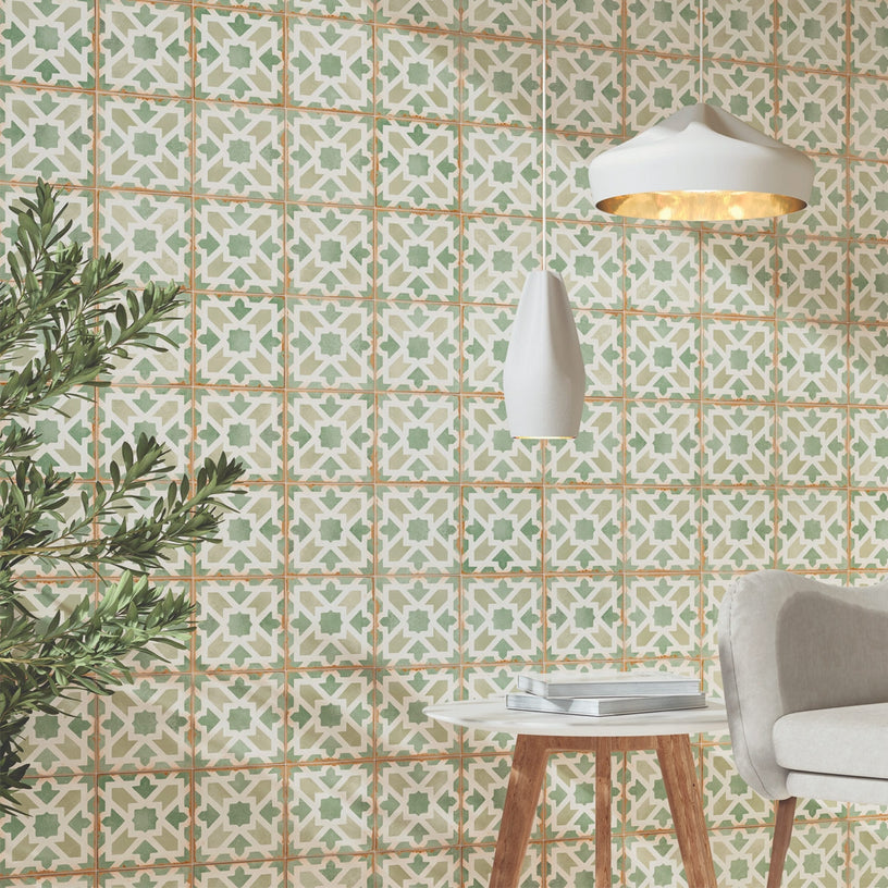 Moorish Verde - Green Moroccan Style Floor & Wall Tiles for Kitchen Splashbacks & Bathrooms - 12.5 x 12.5 cm