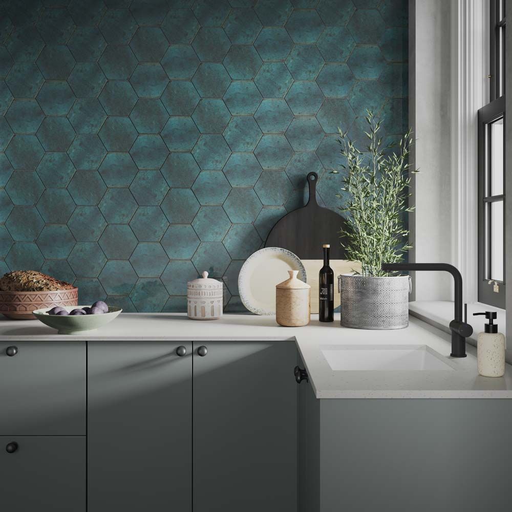 Ocean Blue Hexagon Tile