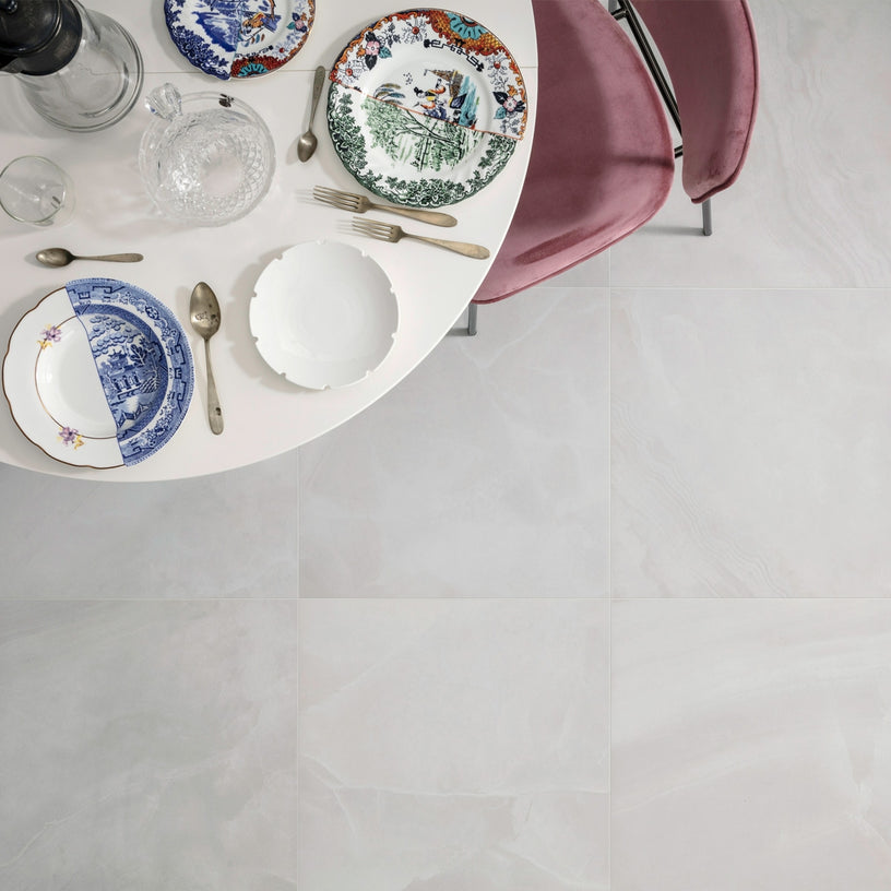 Onice Pearl - Luxury Wall & Floor Tiles, Marble Effect - 60 x 120 cm for Bathrooms & Kitchens, Porcelain