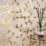 Onice Beige Mosaics - Luxury Gold Hexagon Tiles for Bathroom & Kitchen Feature Walls, Porcelain