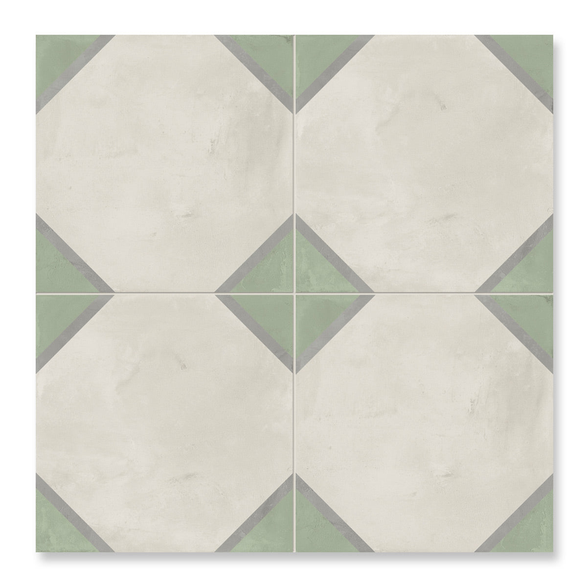 Orson Classic - Encaustic Vicrtorian Green Floor Tiles for Kitchens, Bathrooms & Hallways - 20 x 20 cm - Porcelain