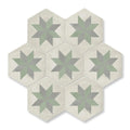 Orson Star - Modern Green Heaxgon Floor Tiles for Kitchens and Bathroom Feature Walls - 21.6 x 25 cm - Porcelain