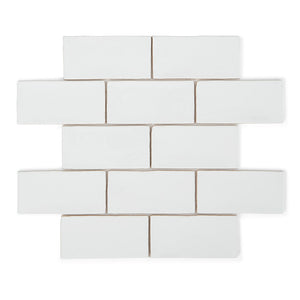 Country White - Handmade Ceramic Wall Tiles for Kitchens & Bathrooms - 7.5 x 15 cm - Gloss Ceramic