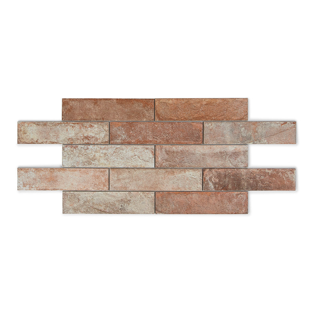 Brix Red - Textured Brick Wall Tiles for Kicthen Splashback & Bathrooms - 7 x 31 cm - Porcelain