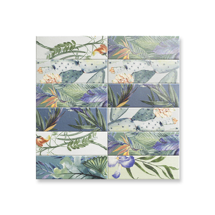 Paradise 10 x 30 cm - Decorative Green Patterned Wall Tiles for Kitchen Splashbacks & Bathroom Feature Walls