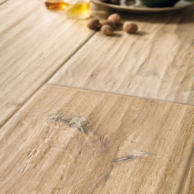 Alpine Ash - Rustic, Oak Wood Effect Porcelain Floor Tiles - 20 x 90 cm for Bathrooms, Kitchens & Hallways, Porcelain