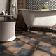 Cotto Black - Geometric Encaustic Grey Tiles for Kitchens, Bathrooms & Hallways - 20 x 20 cm - Matt Porcelain