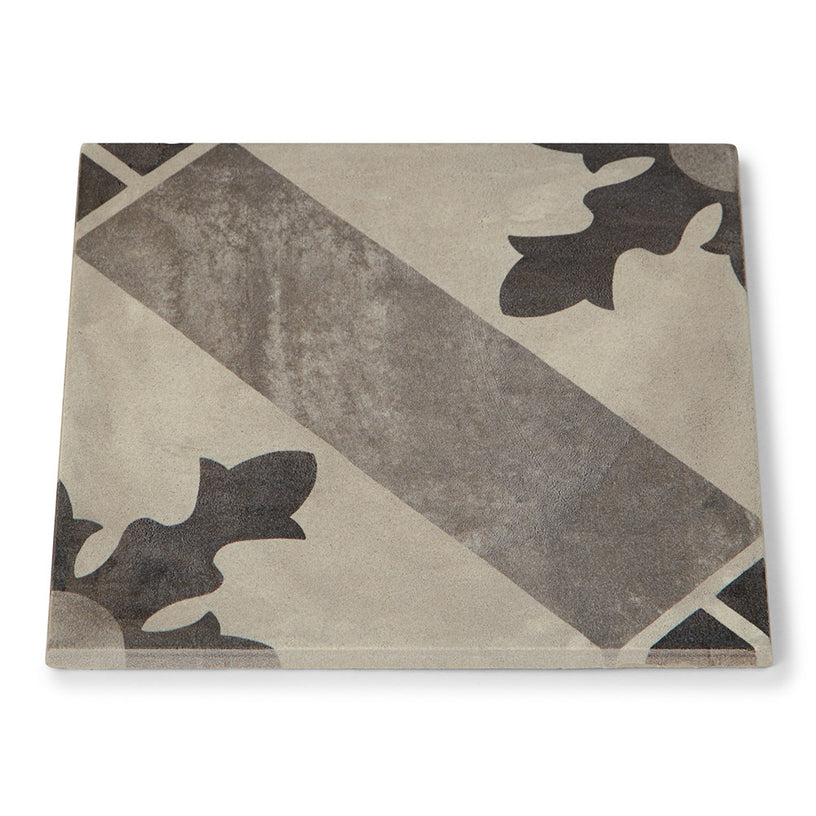 Cotto Carta - Geometric Encaustic Grey Tiles for Kitchens, Bathrooms & Hallways - 20 x 20 cm - Matt Porcelain