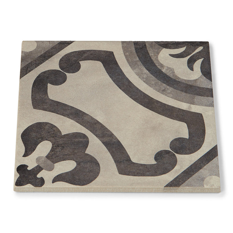 Cotto Fiore - Geometric Encaustic Grey Tiles for Kitchens, Bathrooms & Hallways - 20 x 20 cm - Matt Porcelain