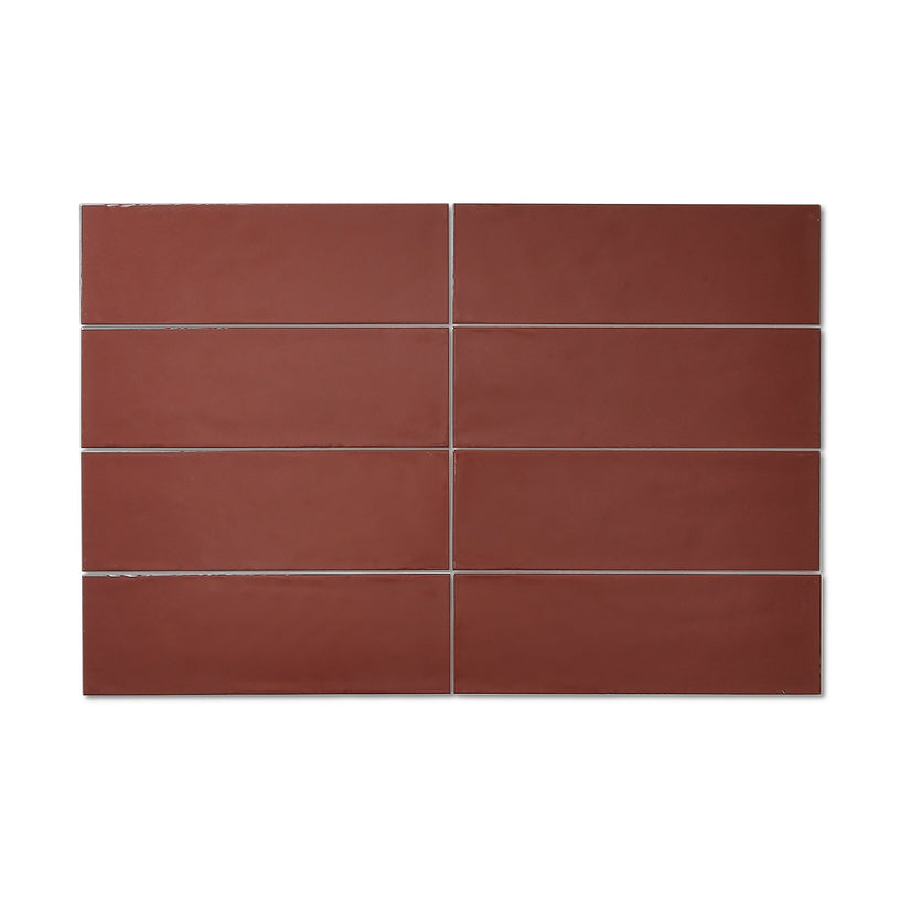 Dorset Red - Modern Wall Tiles for Designer Kitchens & Bathrooms - 10 x 30 cm - Matt Ceramic