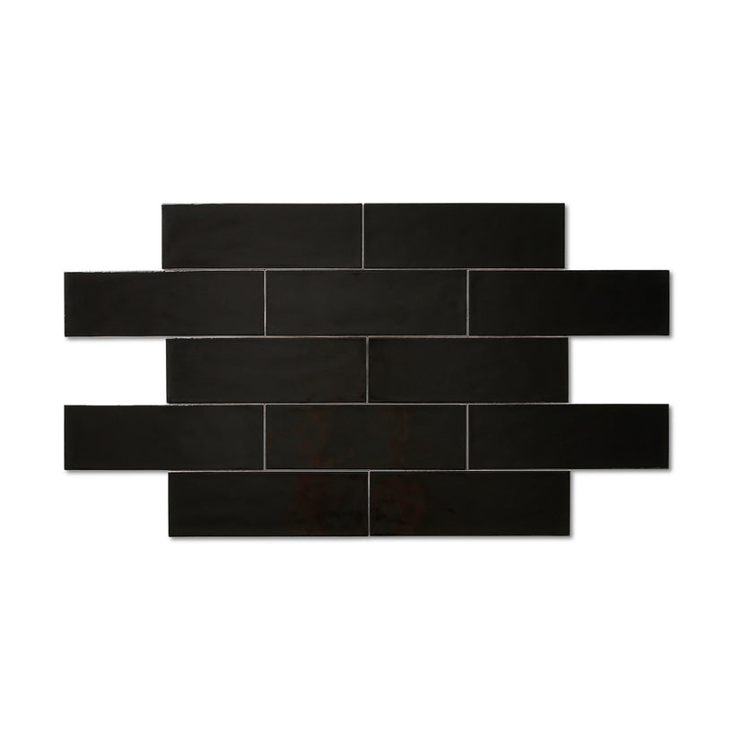 Dorset Black - Modern Wall Tiles for Designer Kitchens & Bathrooms - 10 x 30 cm - Matt Ceramic
