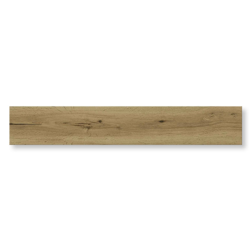 Timber Oak - Warm Wood Effect Floor Tiles - 15 x 90 cm for Bathrooms, Kitchens & Hallways, Porcelain Plank Tiles