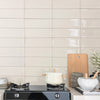 Ripples Ivory - Modern Beige Gloss Wall Tiles for Kitchen Splashbacks & Bathrooms - 10 x 30 cm - Ceramic