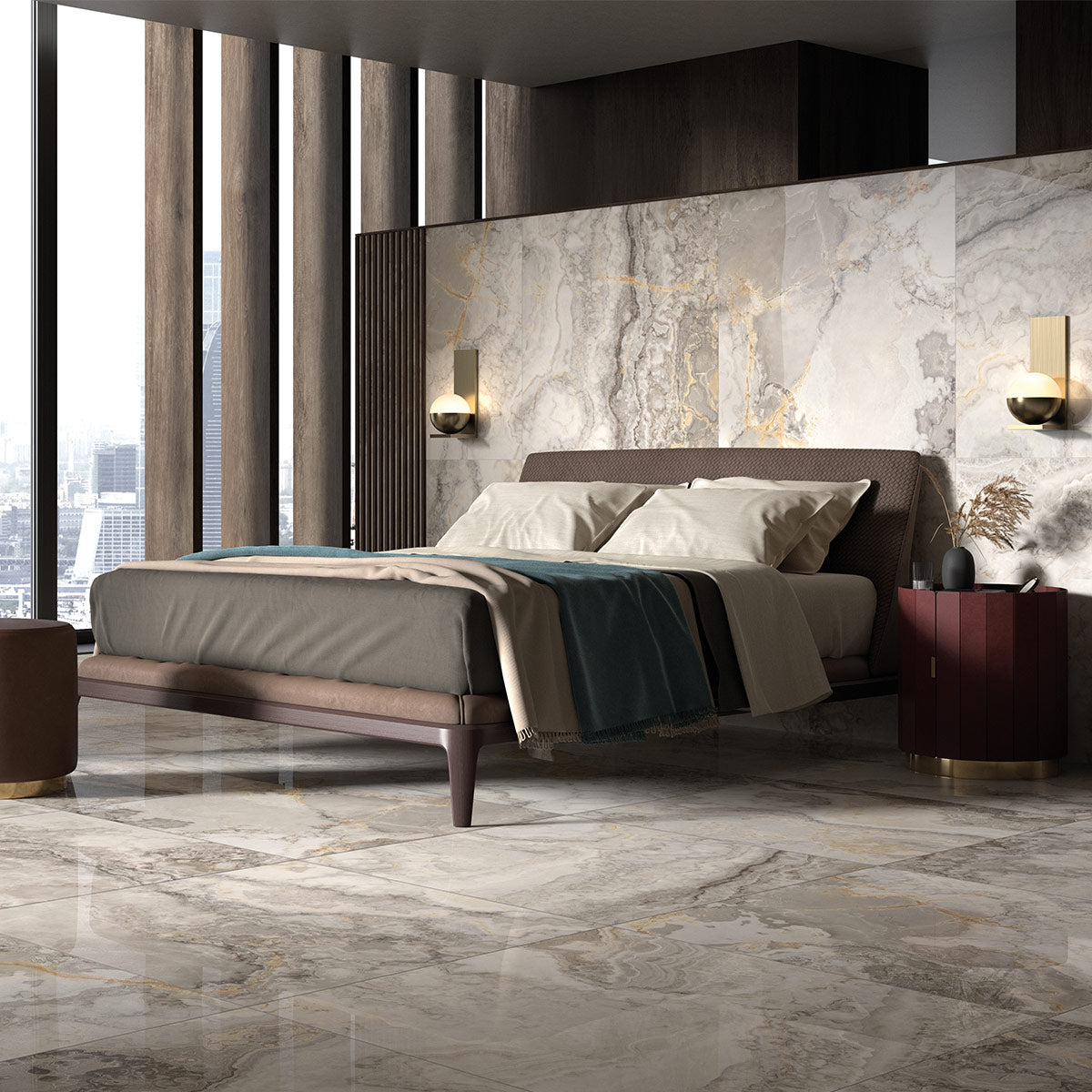 Savoy Oro - XL Luxury Polished Marble Wall & Floor Tiles - 60 x 120 cm for Bathrooms & Kitchens, Porcelain