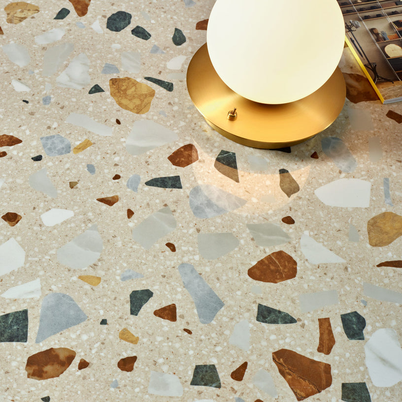 Terrazzo Polished XL - Large Terrazzo Floor Tiles 60 x 120 cm for Kitchens, Living Rooms & Bathrooms - Porcelain