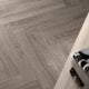 Woodwork Grey - Modern Herringbone Wood Effect Floor Tiles - 10 x 70 cm for Bathrooms, Kitchens & Hallways, Porcelain
