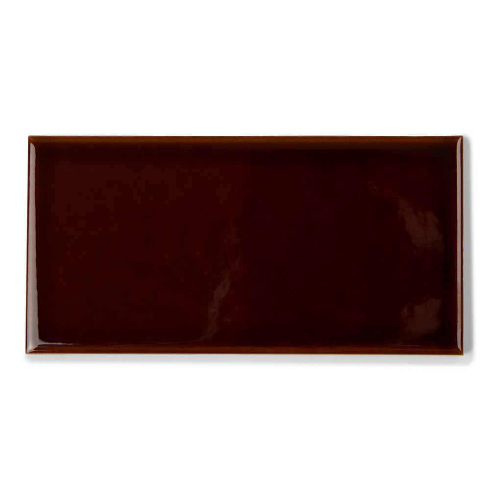 Albert's Chestnut Brown - Gloss, Crackle Glaze Victorian Wall Tiles - 7.5 x 15 cm for Bathrooms, Kitchens & Fireplaces, Ceramic