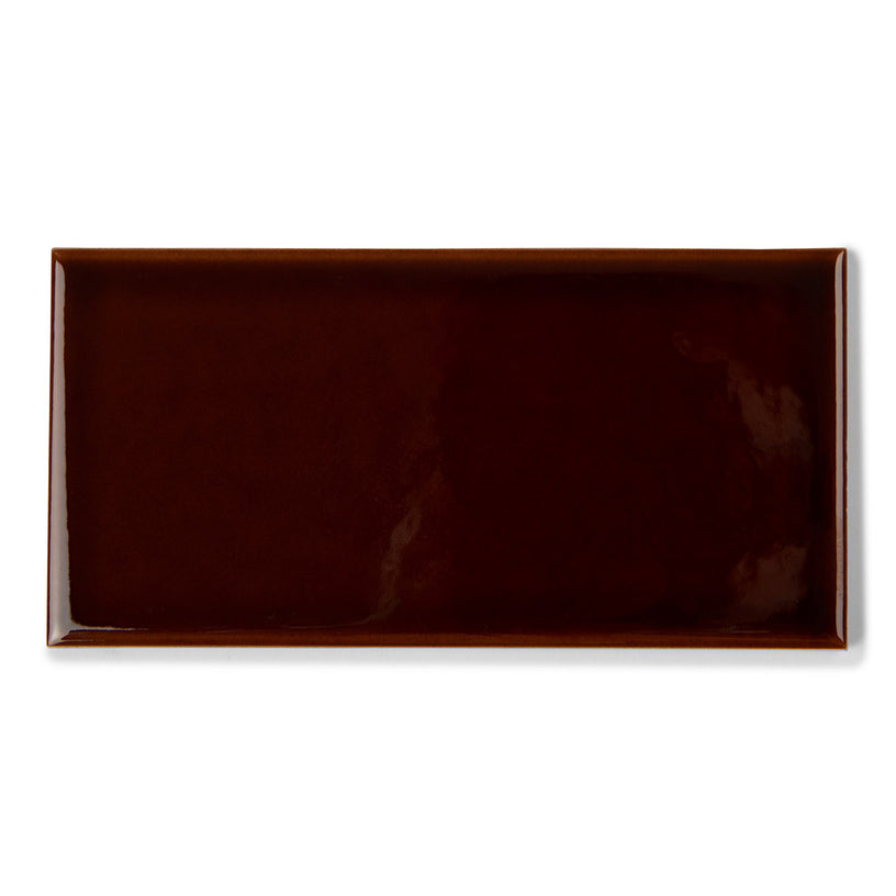 Albert's Chestnut Brown - Gloss, Crackle Glaze Victorian Wall Tiles - 7.5 x 15 cm for Bathrooms, Kitchens & Fireplaces, Ceramic