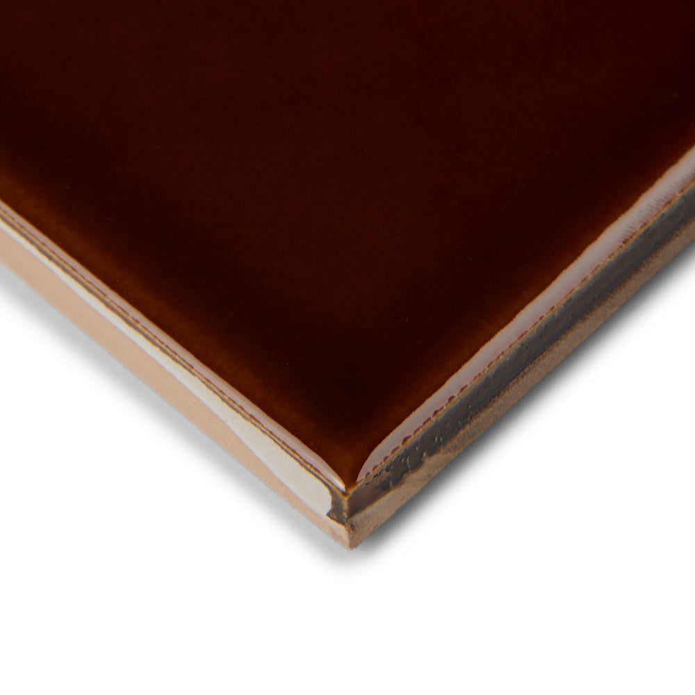 Albert's Chestnut Brown - Gloss, Crackle Glaze Victorian Wall Tiles - 7.5 x 15 cm for Bathrooms, Kitchens & Fireplaces, Ceramic