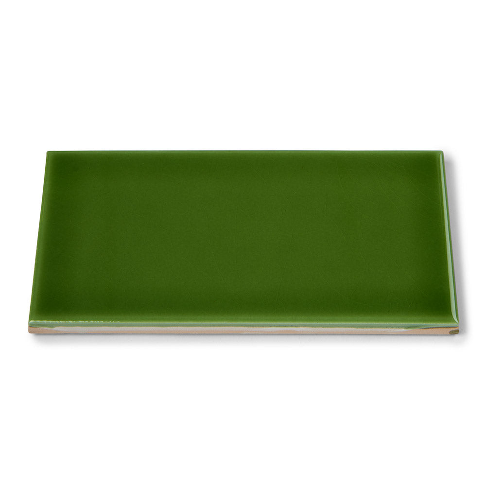 Albert's Olive Green - Gloss, Crackle Glaze Victorian Wall Tiles - 7.5 x 15 cm for Bathrooms, Kitchens & Fireplaces, Ceramic