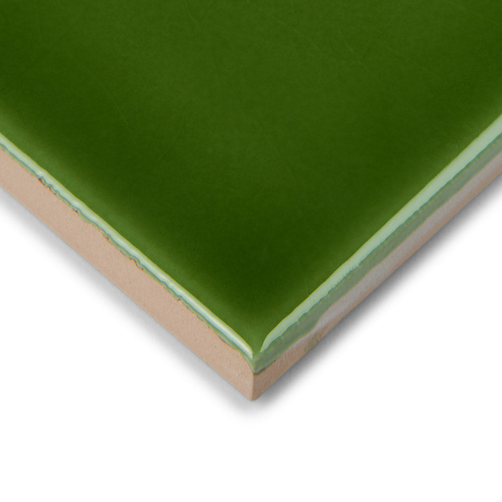 Albert's Olive Green - Gloss, Crackle Glaze Victorian Wall Tiles - 7.5 x 15 cm for Bathrooms, Kitchens & Fireplaces, Ceramic